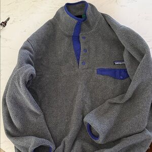 Patagonia Gray Fleece with Blue Trim